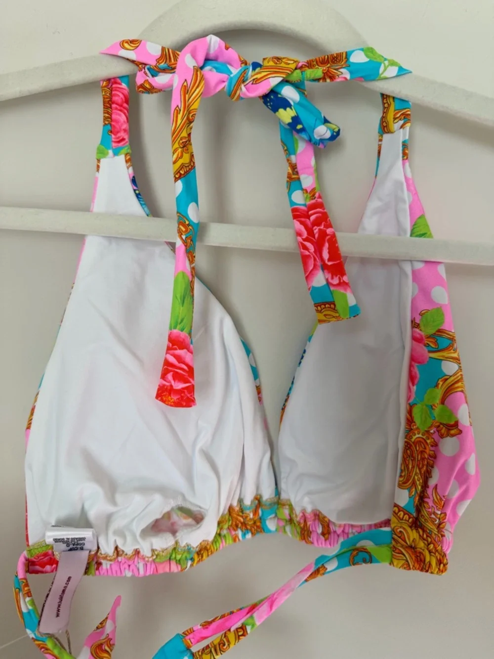 Luli Fama Neon colorful Paisley Print Bikini top and bottom Set